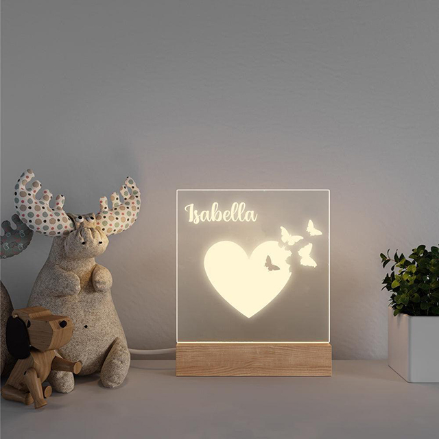 Butterfly Heart - Personalized Night Light