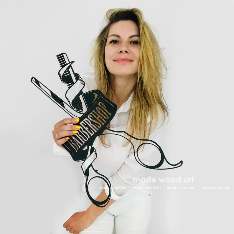 Custom Hair Salon Metal Wall Art, Personalized Hair Stylist Name Logo 【Buy 2 Free Shipping】