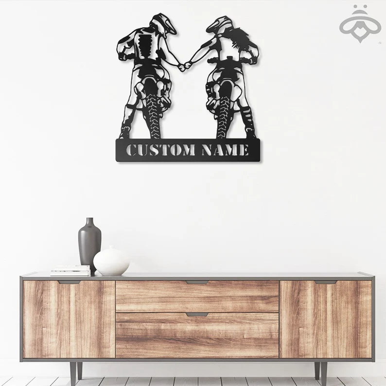 Custom Motorcycle Metal Wall Art-Personalized Motorcycle Garage Name Sign Decoration For Living Room, Biker