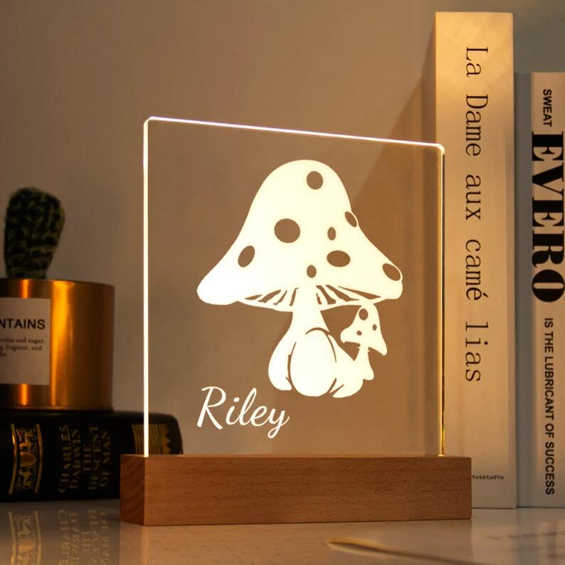 Mushroom Night Light - Personalized Name Night Lights for Kids