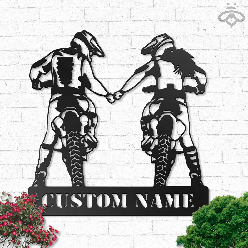 Custom Motorcycle Metal Wall Art-Personalized Motorcycle Garage Name Sign Decoration For Living Room, Biker