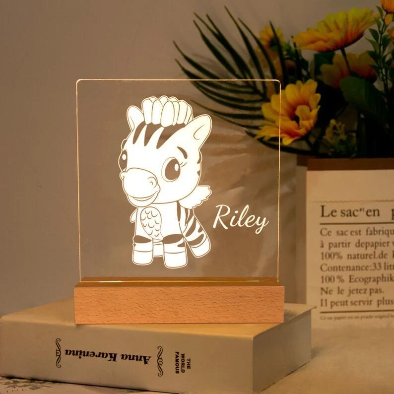 Zebra Night Light - Personalized Name Night Lights for Kids
