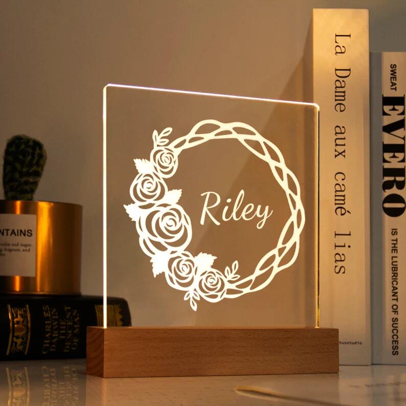 Wreath Night Light - Personalized Name Night Lights for Kids