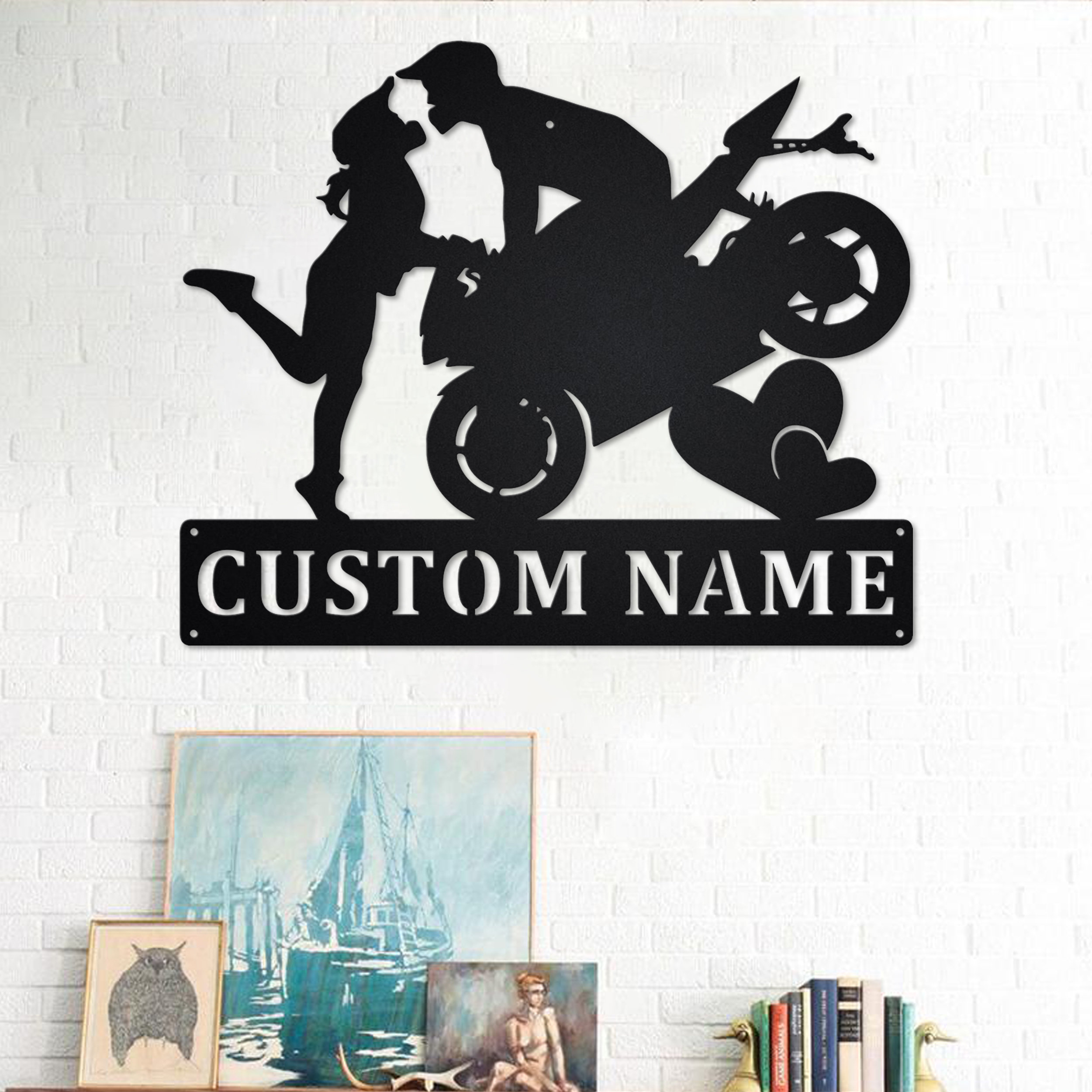 🎁Custom Couple Motorcycle Metal Wall Art