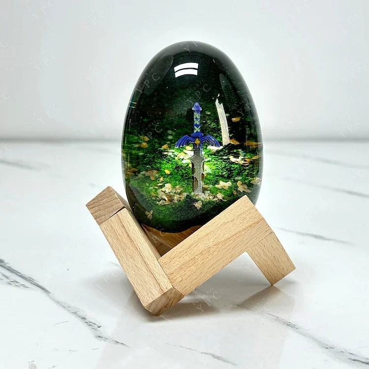 Pre-order: Inspired by the popular video game, Handcrafted Resin Wood Eggs with Rusty Sword Decoration, LoZ / TOTK Gift