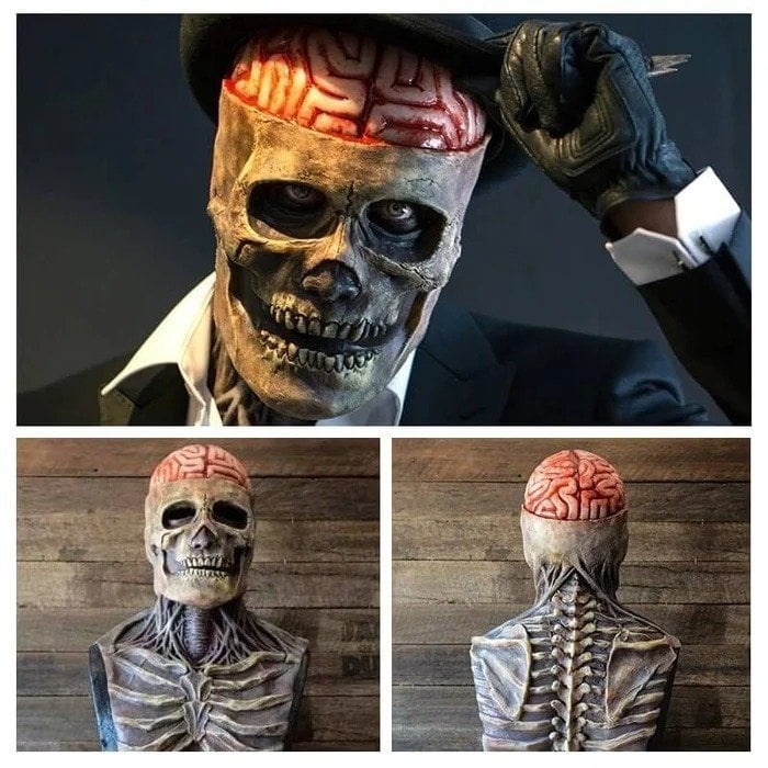 Bare brain skull latex mask