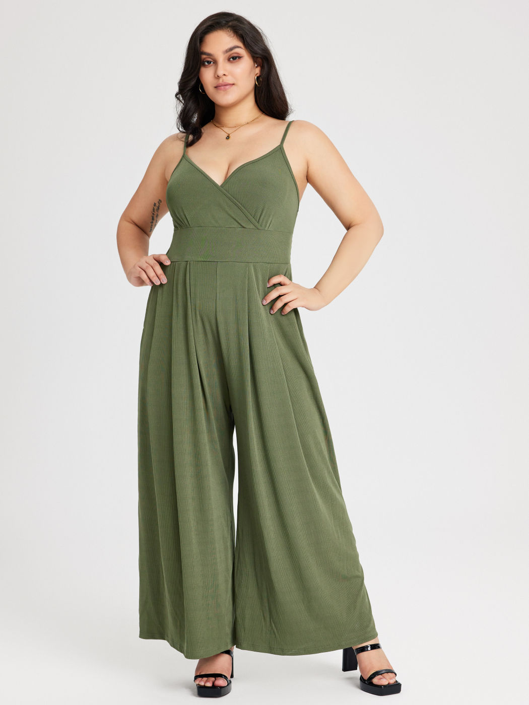 V-Neck Cami Wide Leg Jumpsuit(Buy 2 Free Shipping）