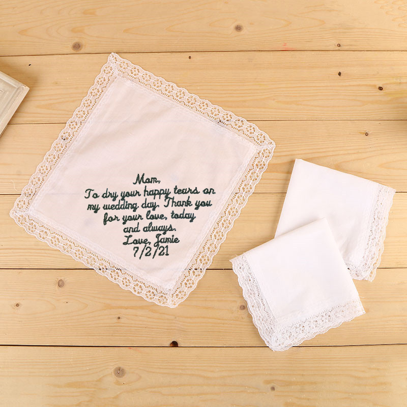 Personalized Wedding Lace Embroidery Handkerchief for Unique & Love | JNSCloth05