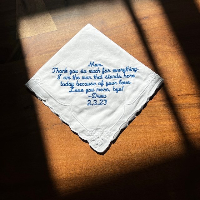 Personalized Wedding Lace Embroidery Handkerchief for Unique & Love | JNSCloth05