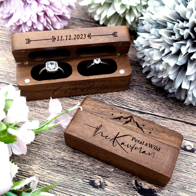 Personalized Wooden Wedding Ring Box for Unique & Love | JNSDec06