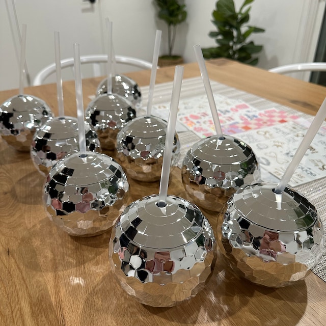 Personalized Wedding Disco Ball Cup with Clear Straw for Unique & Love | JNSDec03