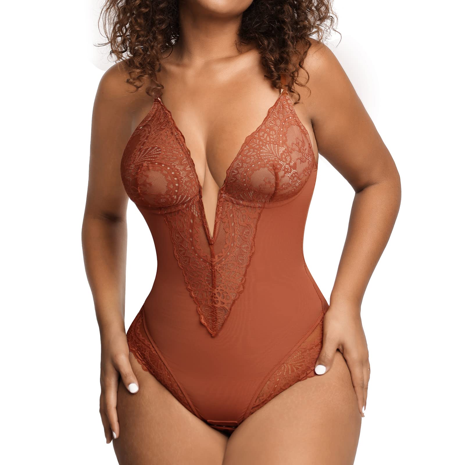 Deep-V Neck Lace Thong Bodysuit ( Buy 3 Get Free Shipping )