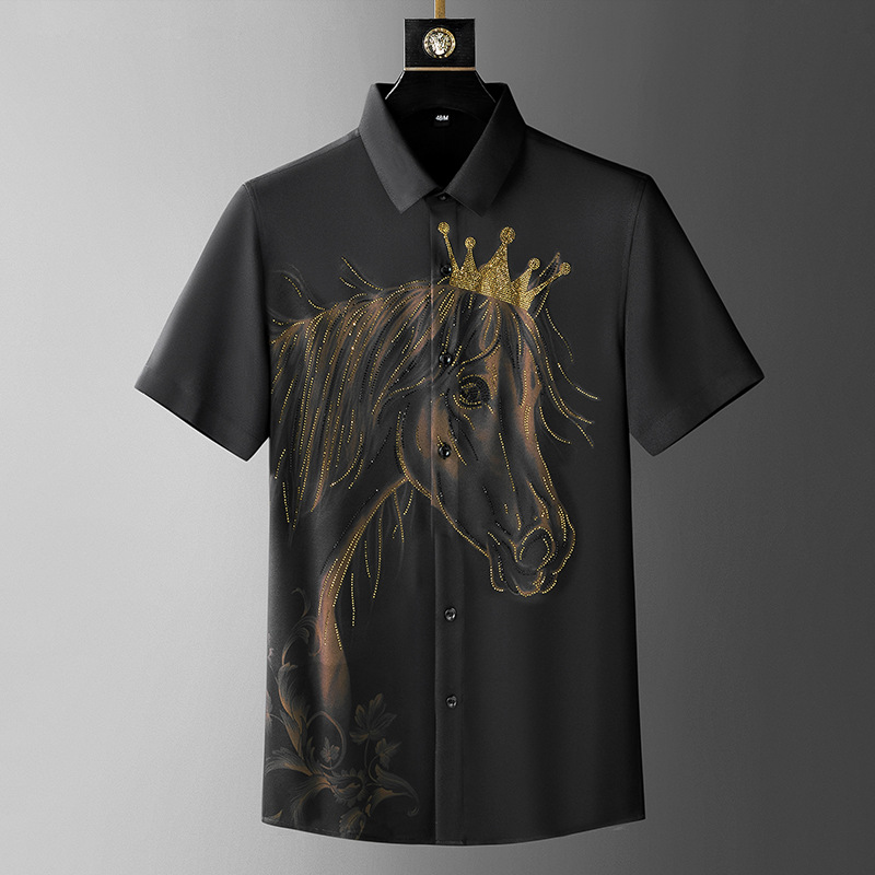 War Horse Printed Hot Stamping Heavy Craft Shirt