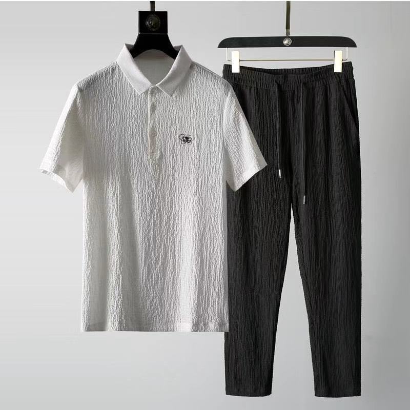 Short-sleeved long pants thin breathable personality fashion simple two-piece