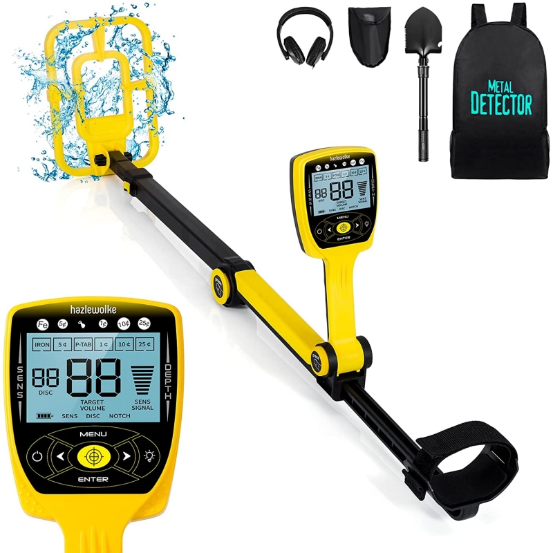 Hazlewolke Professional Foldable Gold Metal Detector for Adults High Sensitivity Gold Detector with Pinpointing and Tone Recognition