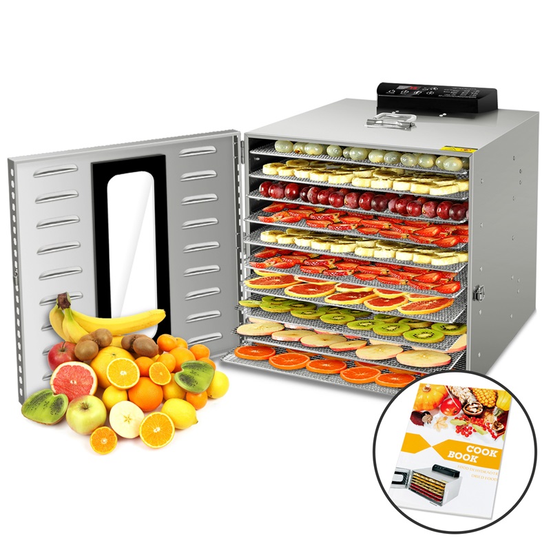 Kwasyo 10 Layers Stainless Steel 1000 Watts Meat Dehydrator For Jerky Adjustable Time and Temperature Control