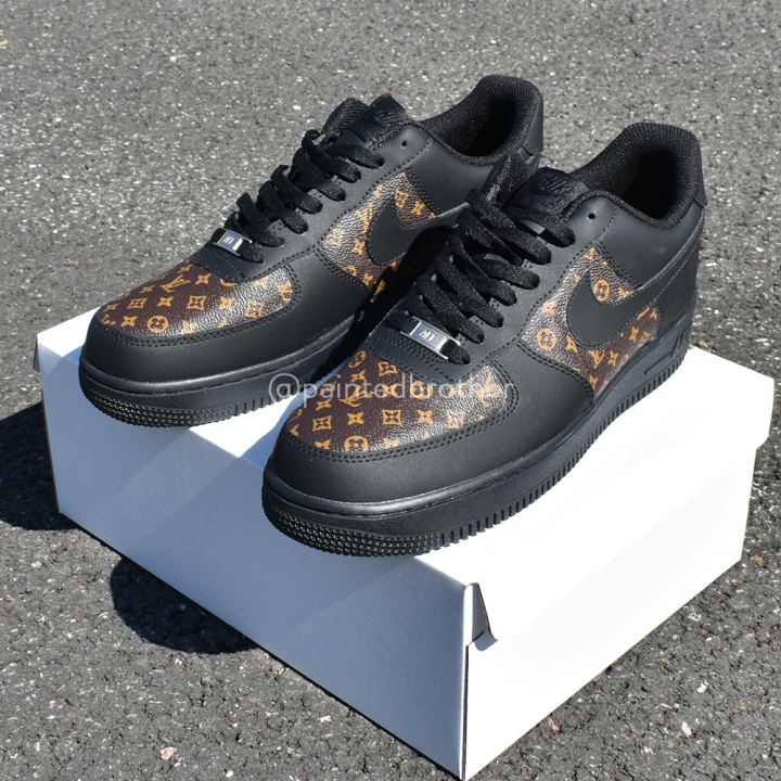 Custom Louis Vuitton LV Leather Nike Air Force 1 Black