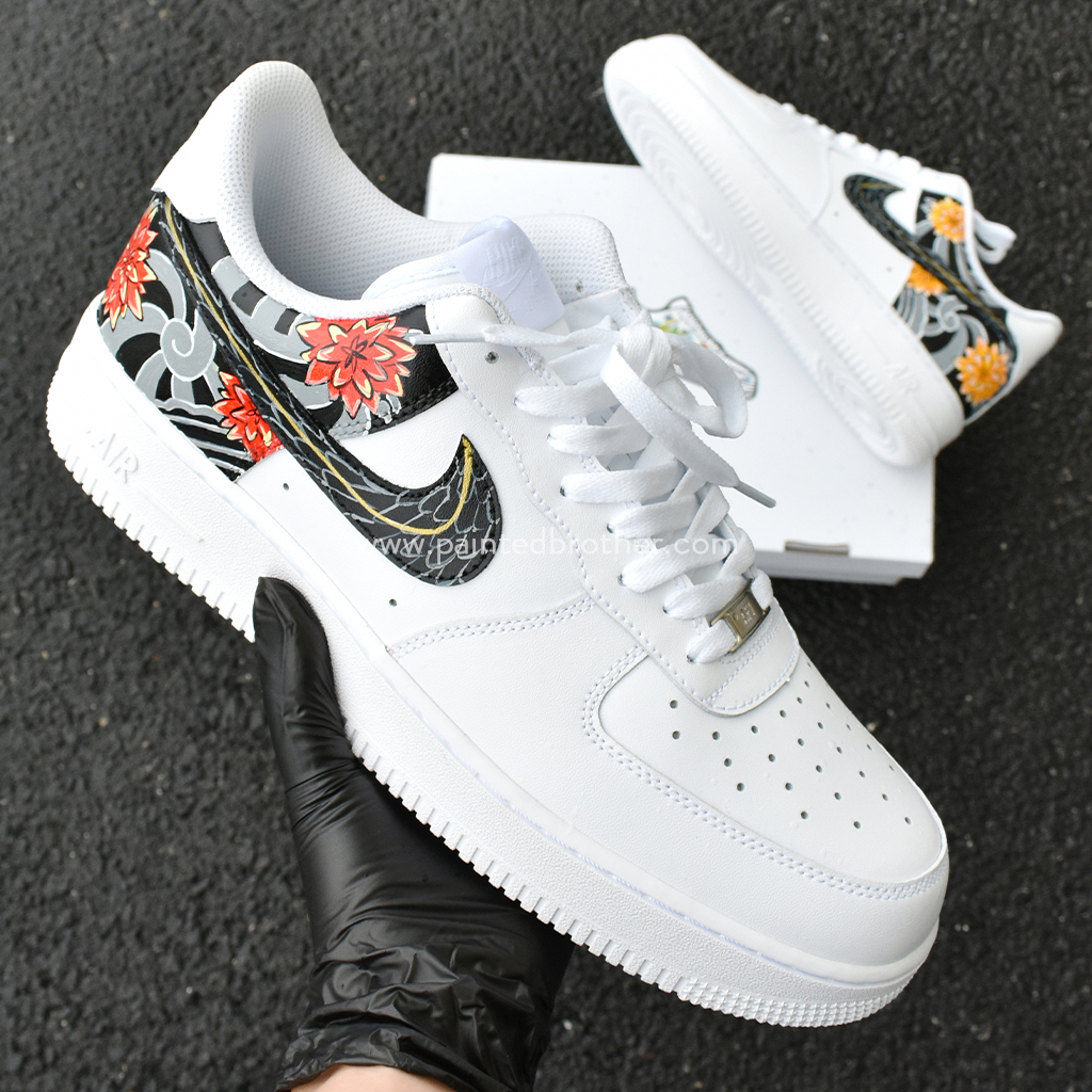 Custom Hand Painted Japanese Traditional Tattoo Pattern Nike Air Force 1 Low