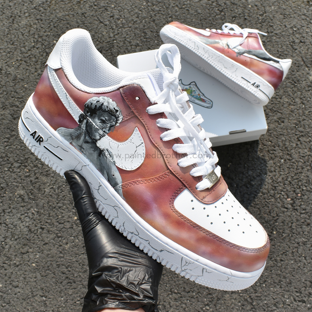 Custom Nike Air Force 1 “Golden Swoosh” unique and handpainted sneakers