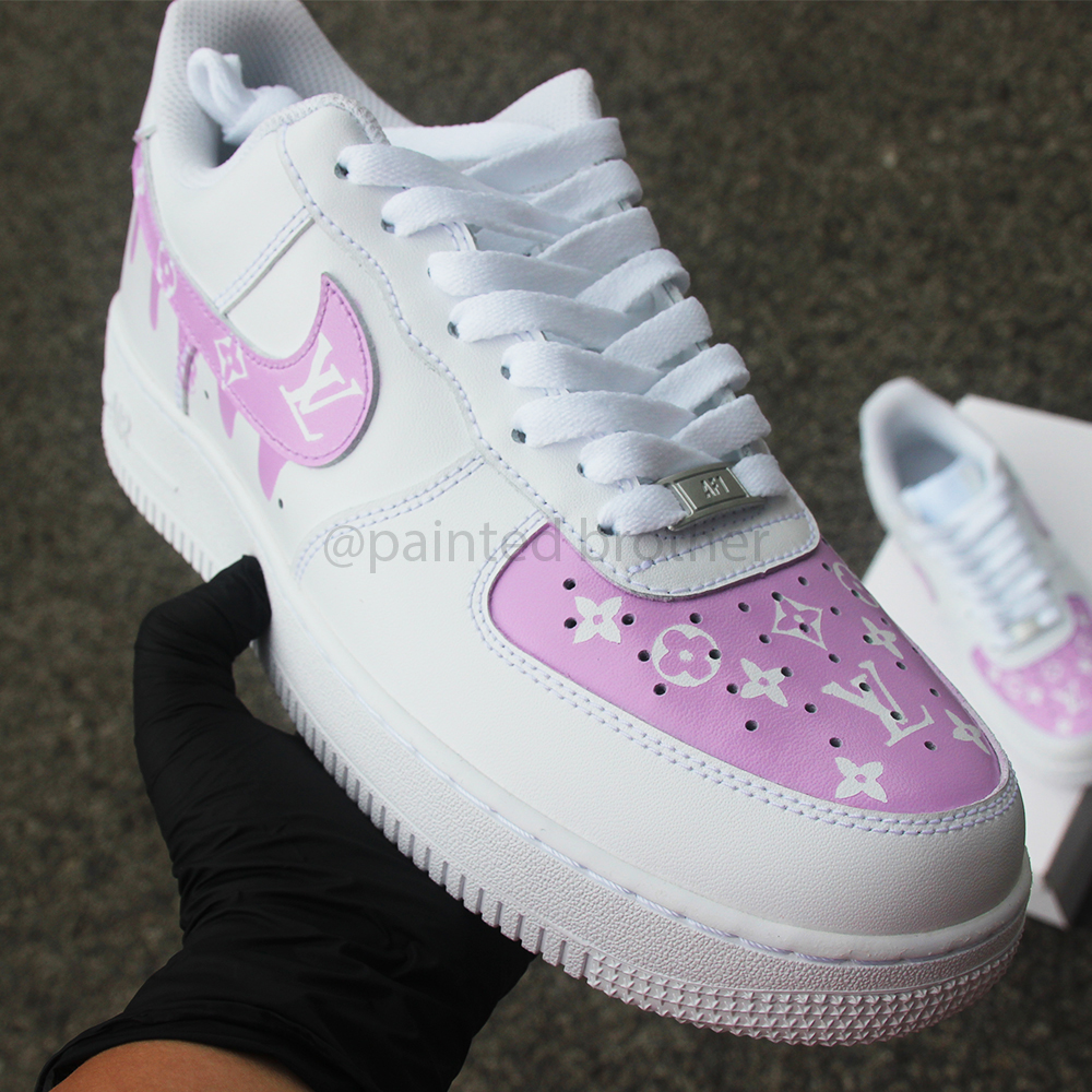 Violet LV Louisvuitton Custom Logo Hand Painted Shoes Nike Air Force 1