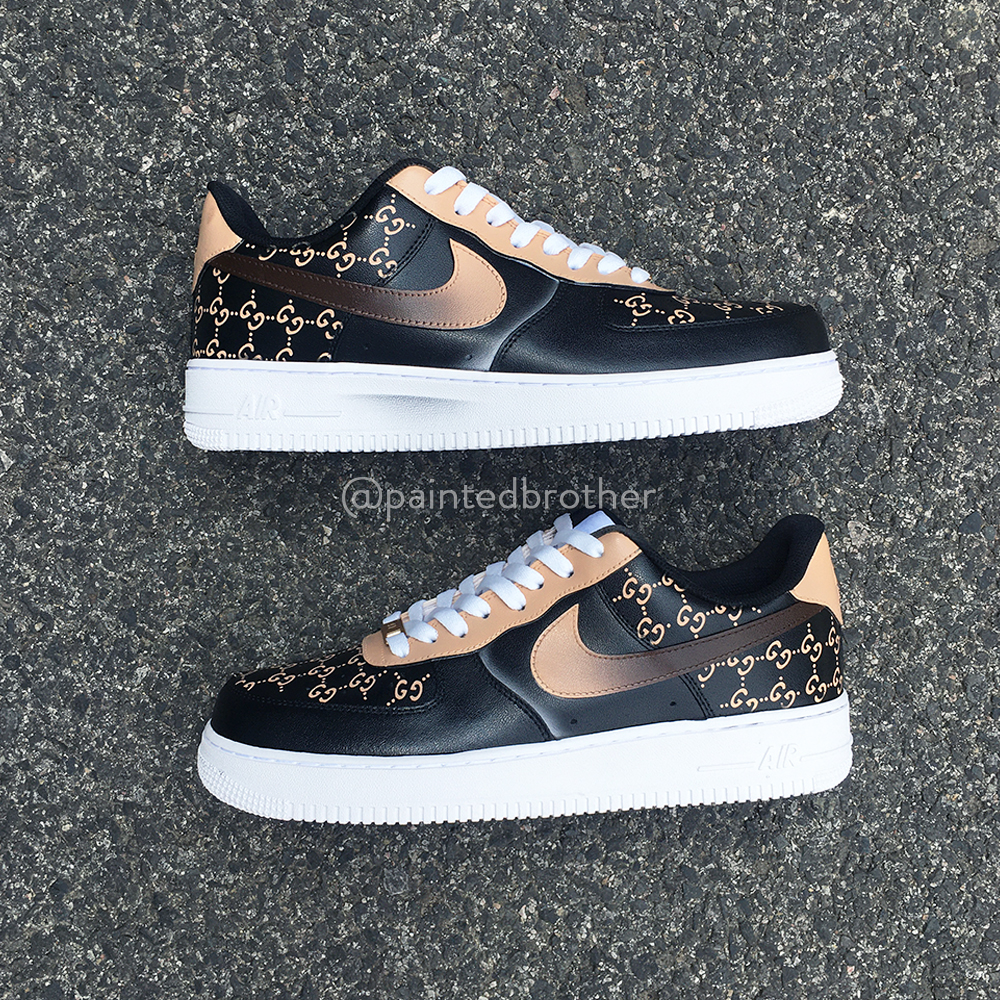 Black and White GG - Gucci Inspired - Custom Air Force 1 - Hand Painte –  Merakicks