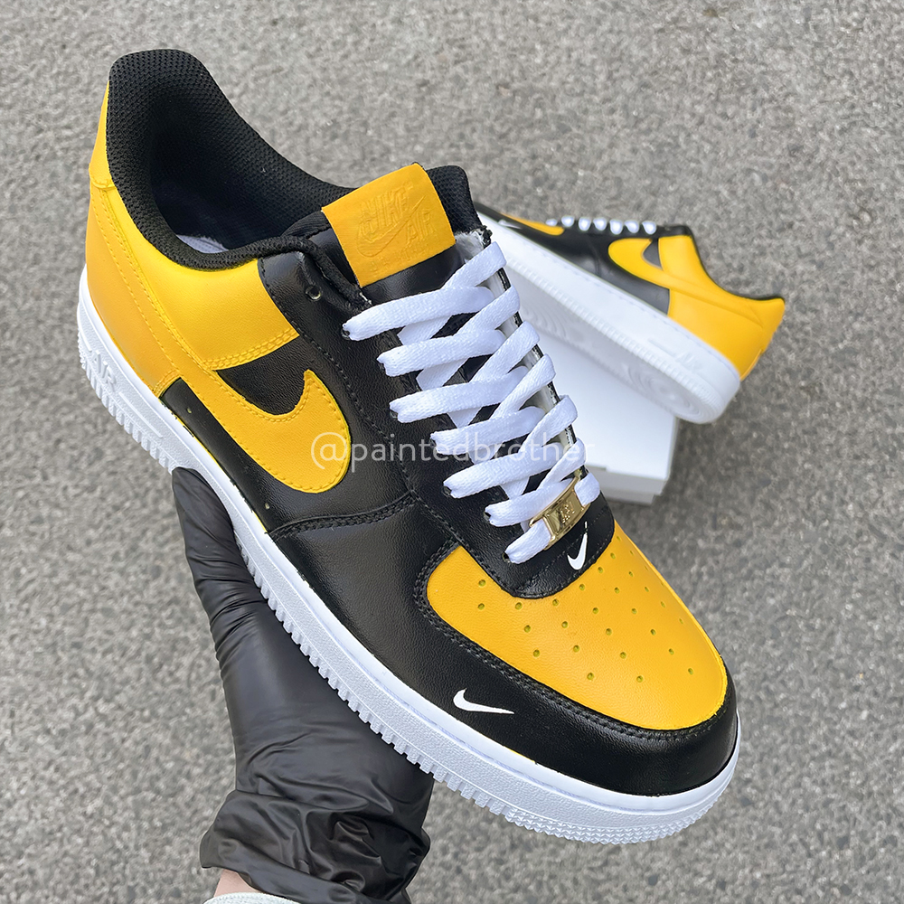 Custom Yellow and Black Nike Air Force 1-paintedbrother