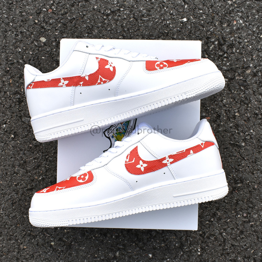 Red Louis Vuitton LV Leather Custom Nike Air Force 1