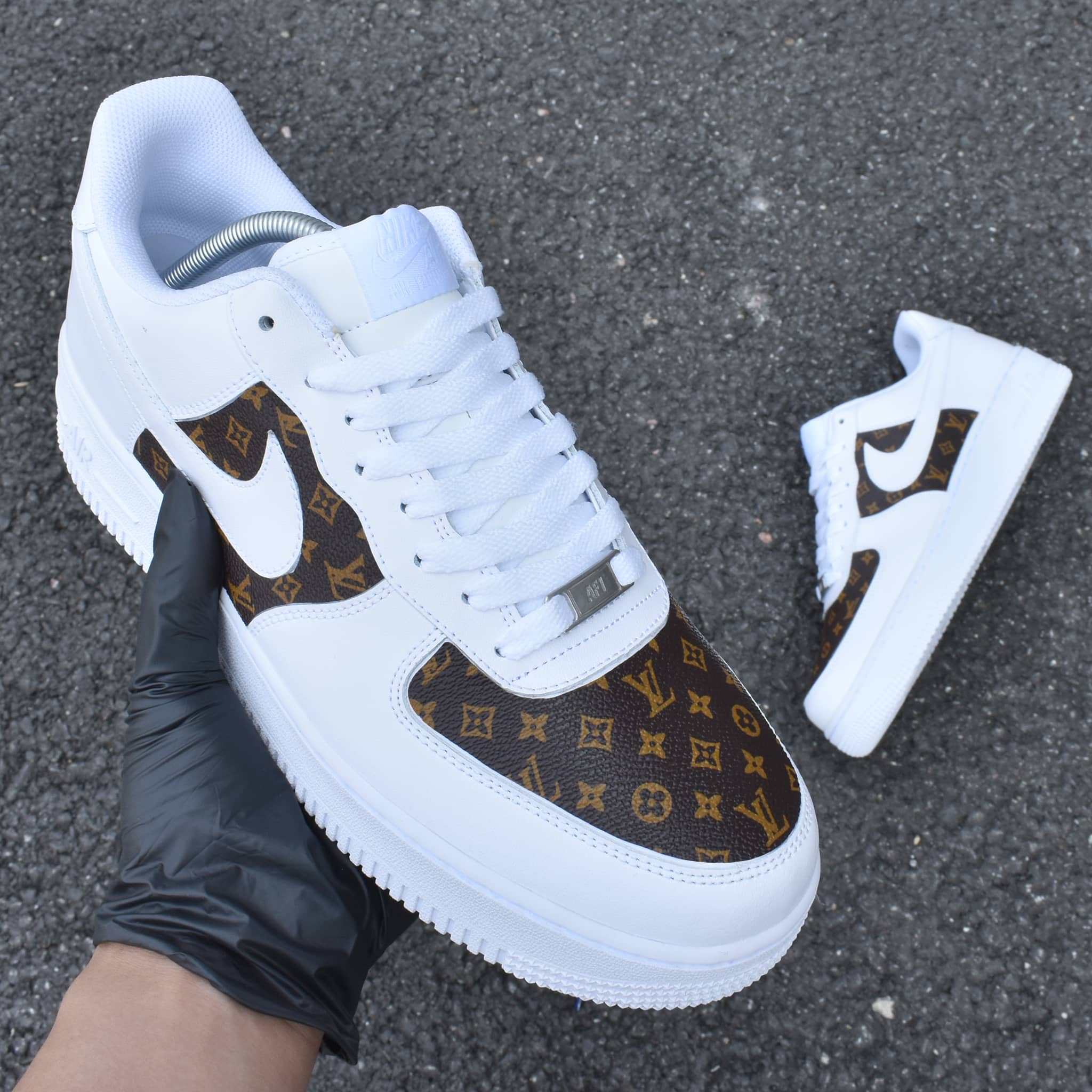 Custom Hand Louis Vuitton LV Leather Nike Air Force 1-paintedbrother