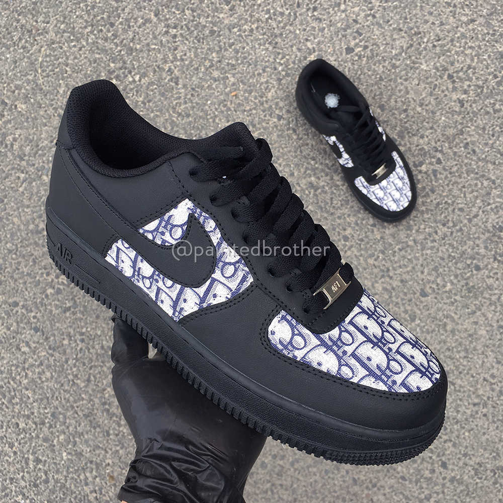 Custom Black Dior Leather Nike Air  Force 1-paintedbrother