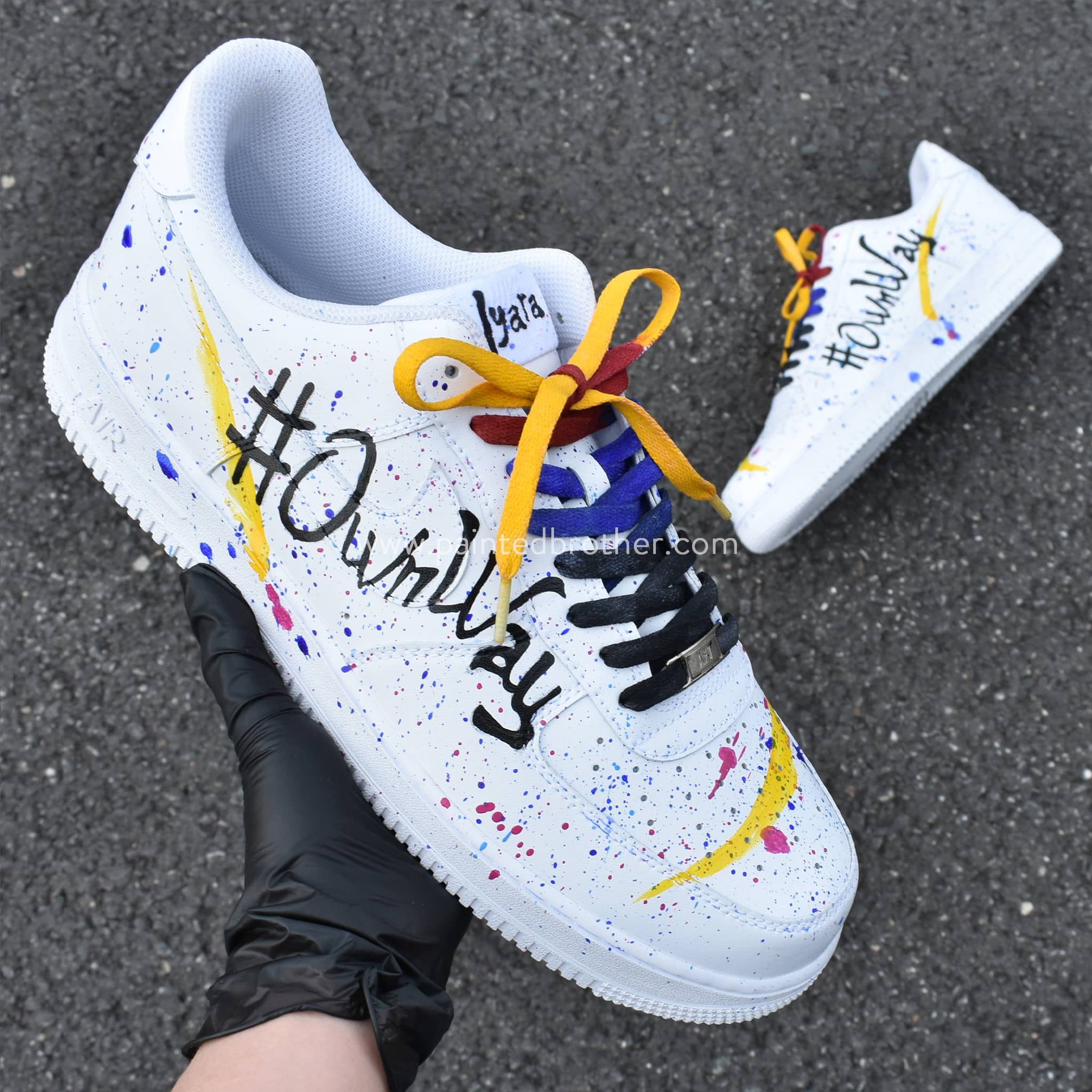 Custom Hand Painted Splash Ink Your Name Nike Air Force 1-paintedbrother