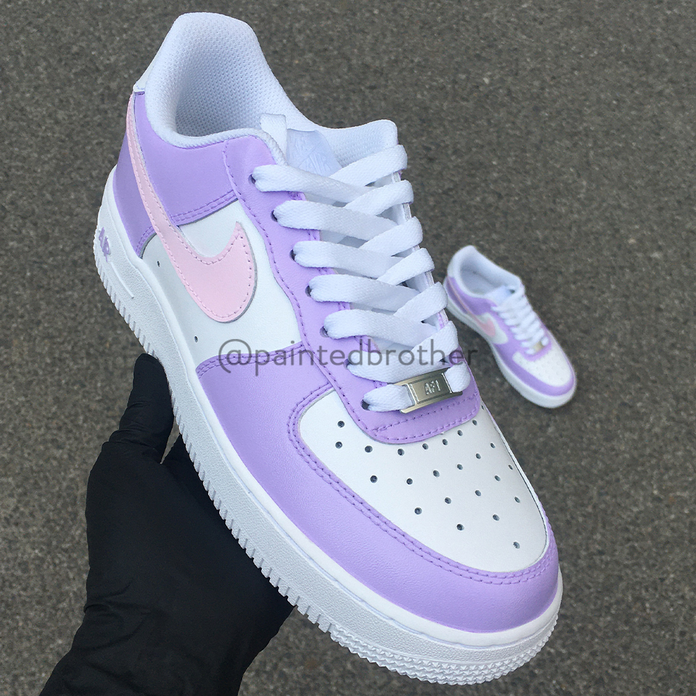 Light Purple and Pink Custom Hand Painted Nike Air Force 1-paintedbrother