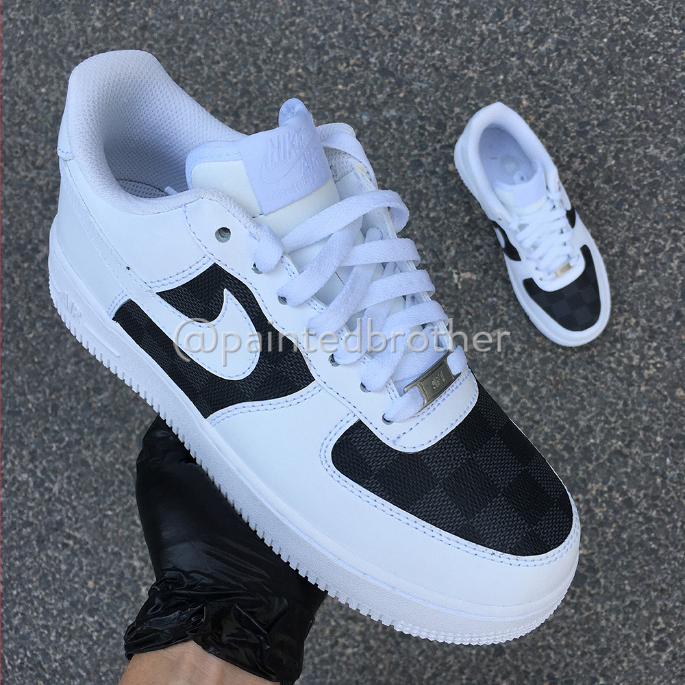 Custom Hand Painted Louis Vuitton LV Leather Nike Air Force 1
