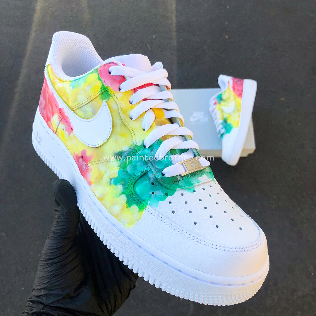 Custom Sneakers Painted Shoes Sea of Flowers Nike Air  Force 1's-paintedbrother