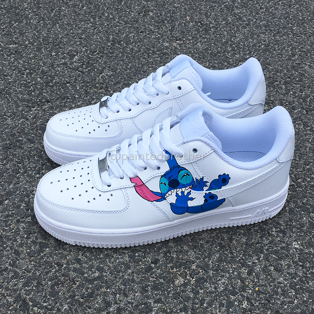 Stitch Custom Hand Painted Nike Air Force 1-paintedbrother