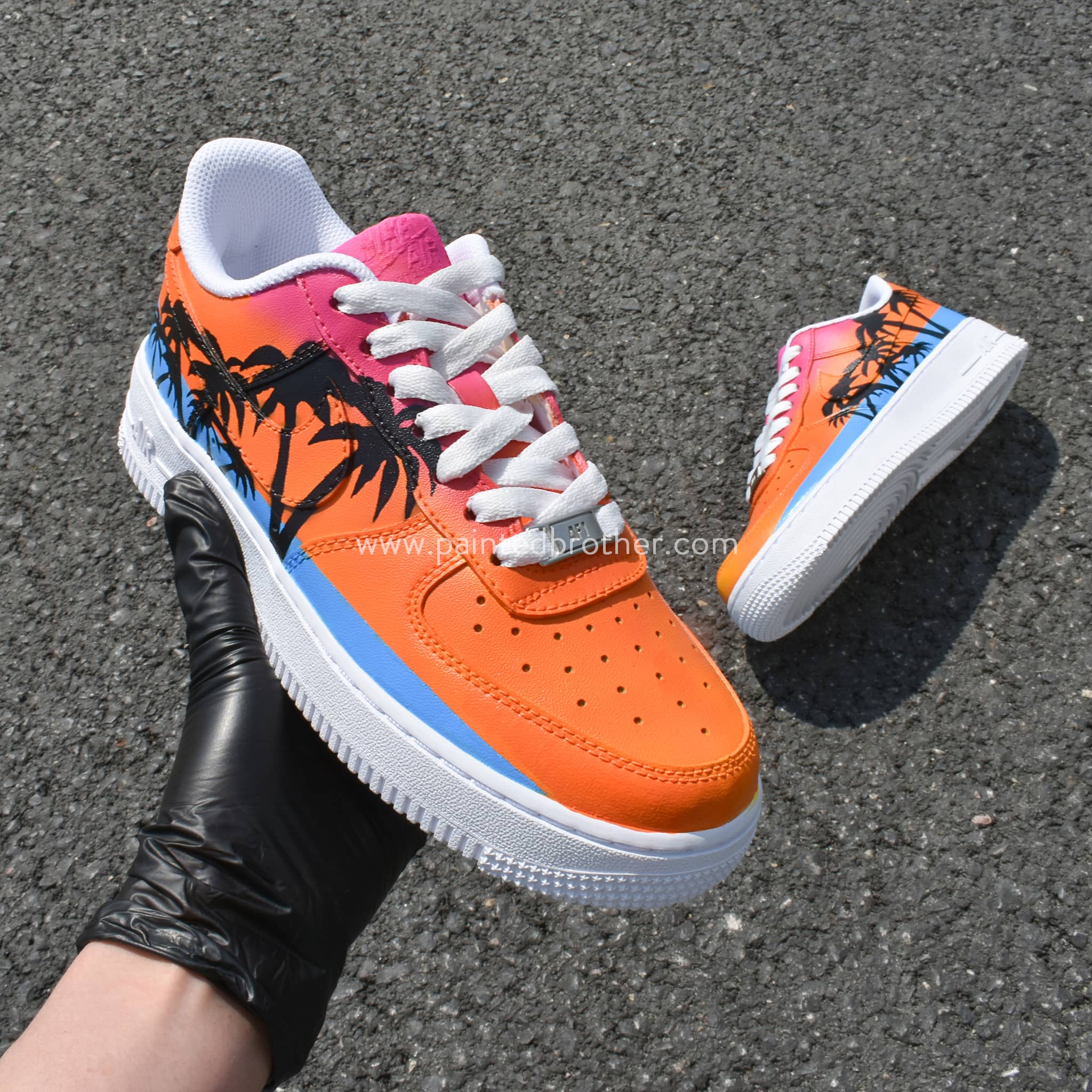 Custom Hand-Painted Tropical Palm Nike Air Force 1 Low-paintedbrother