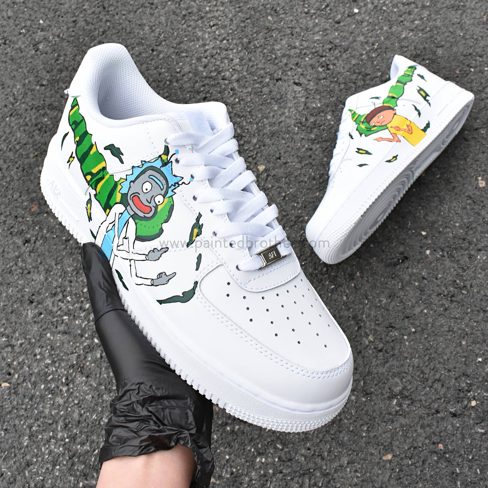 Rick and Morty Custom Hand Painted Shoes Nike Air Force 1-paintedbrother
