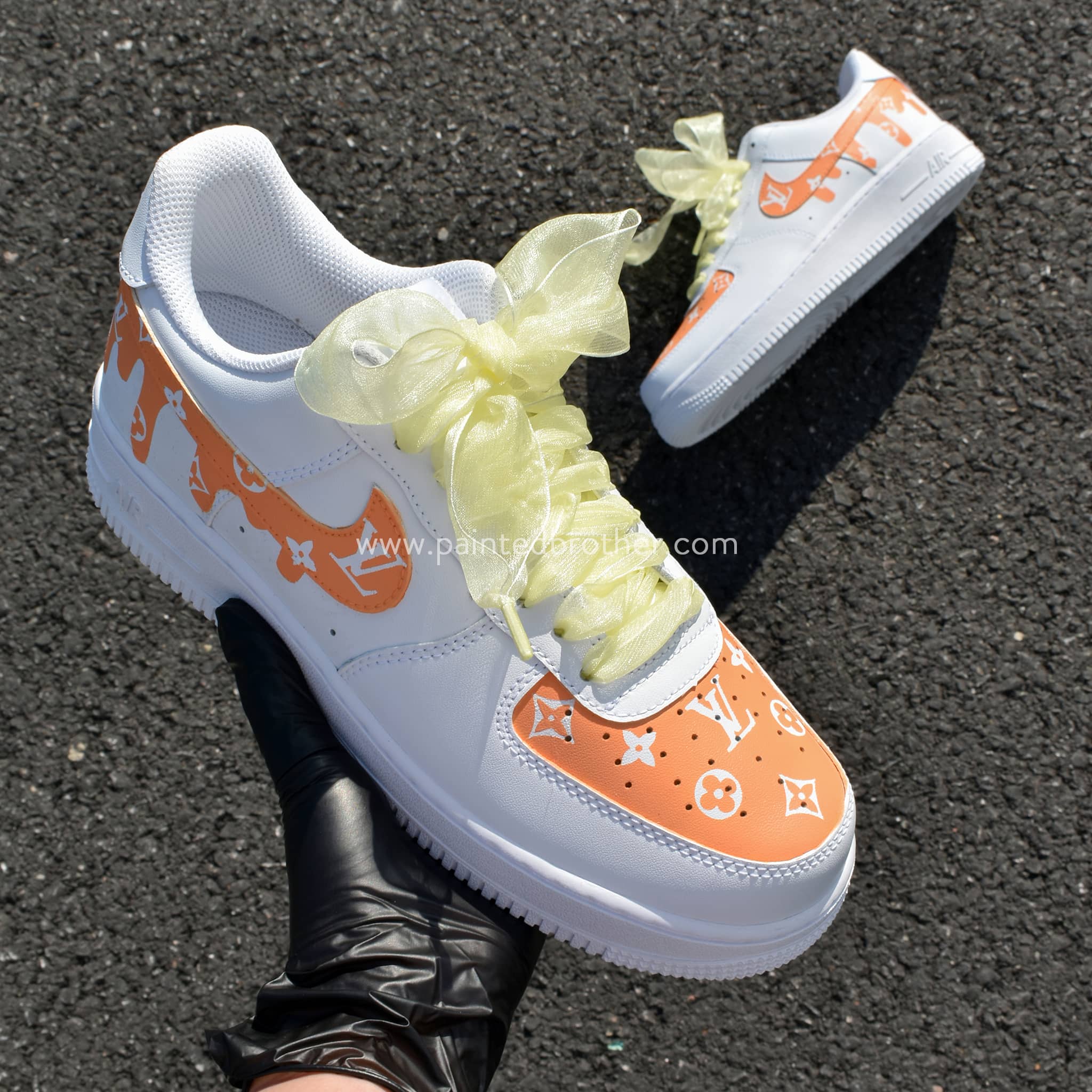 LV Louisvuitton Custom Logo Hand Painted Shoes Nike Air Force 1-paintedbrother