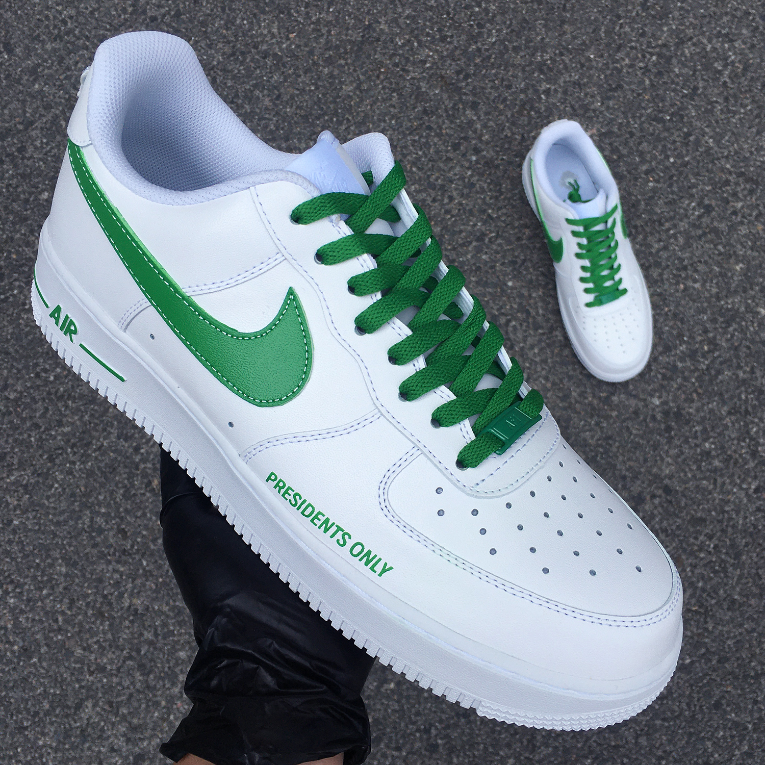 Green Embroidery Custom Hand Painted Nike Air Force 1