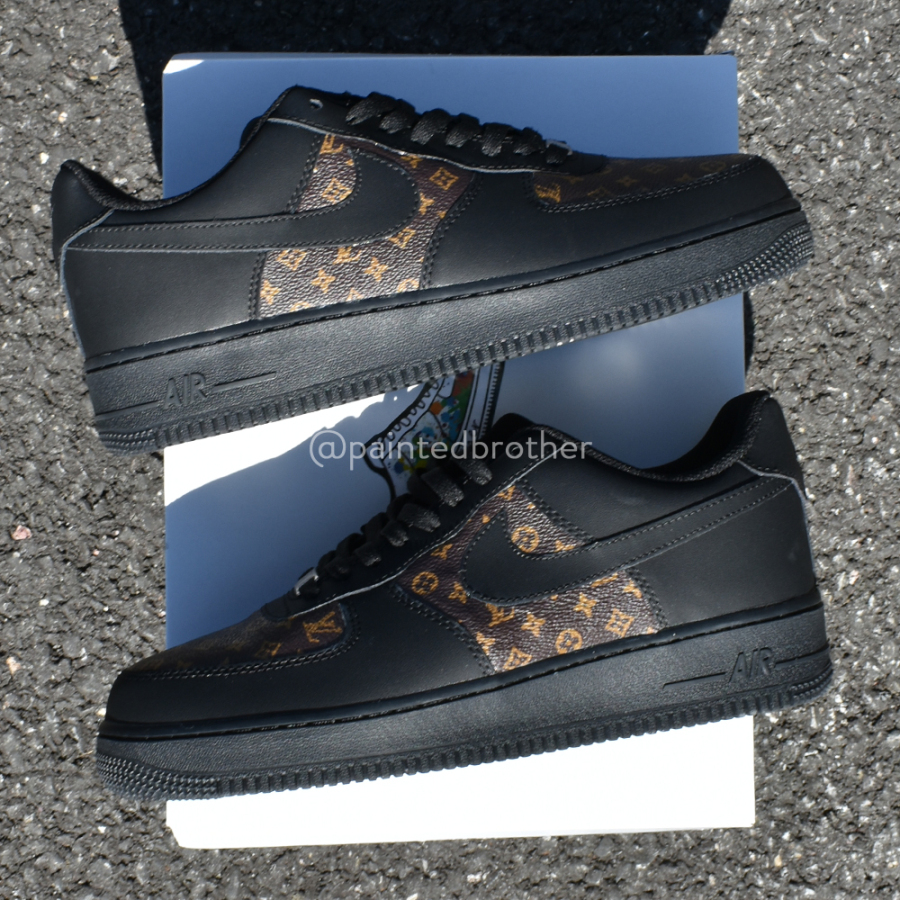 Custom Louis Vuitton LV Leather Nike Air Force 1 Black