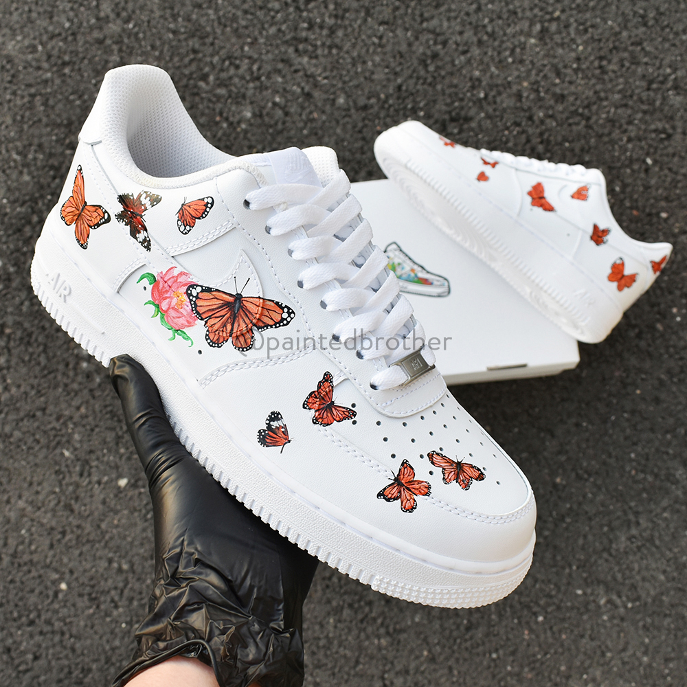 Custom Hand Painted Monarch Butterfly Nike Air Force 1 Low-paintedbrother