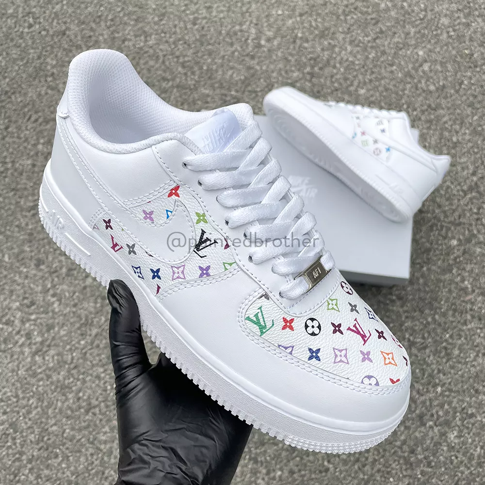 Custom Louis Vuitton LV Leather Multicolor Nike Air Force 1-paintedbrother