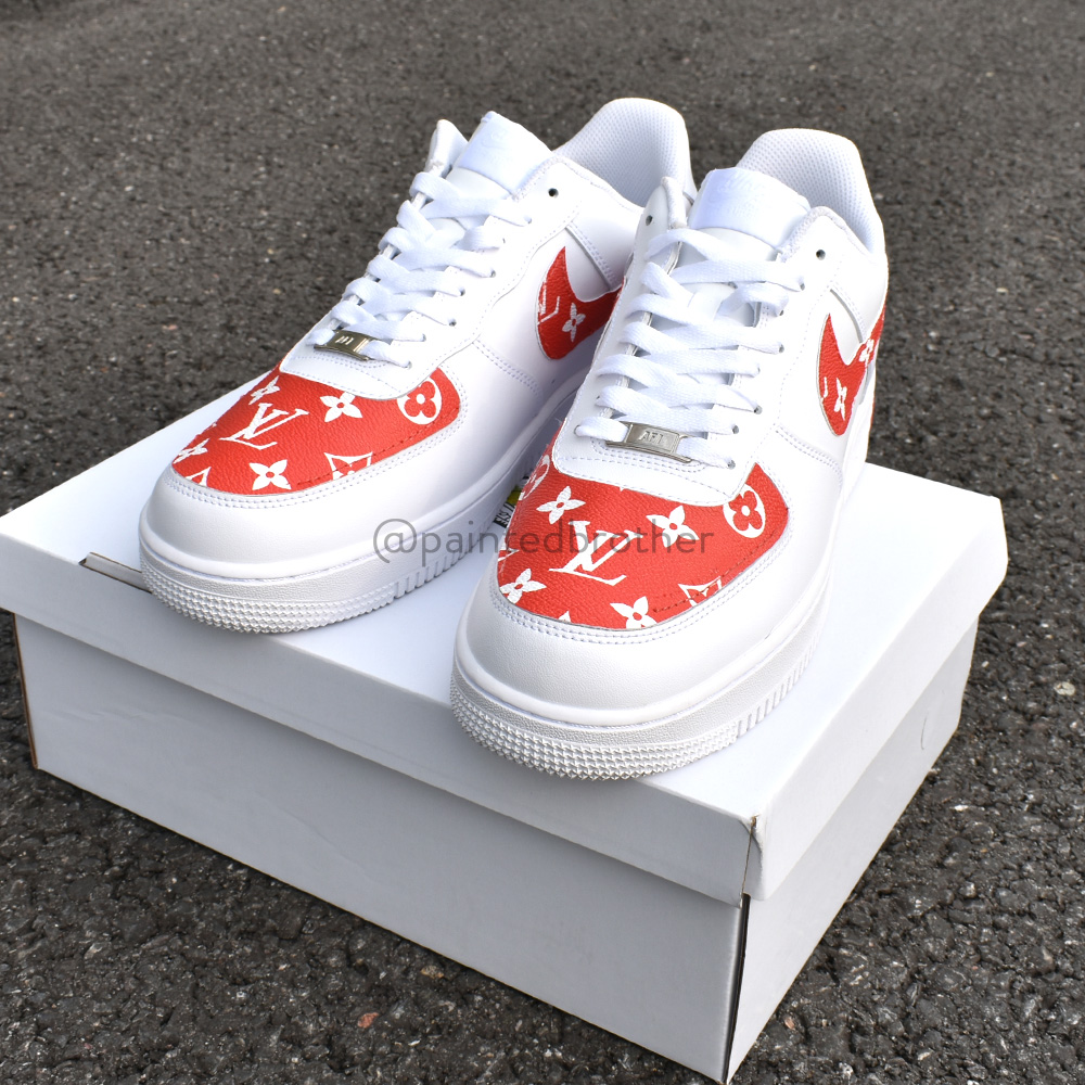 Red Louis Vuitton LV Leather Custom Nike Air Force 1