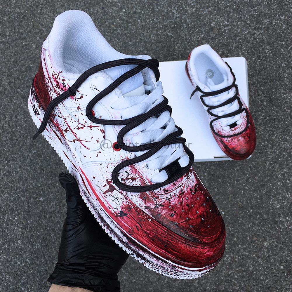Custom Hand Painted Bloody Theme Nike Air Force 1