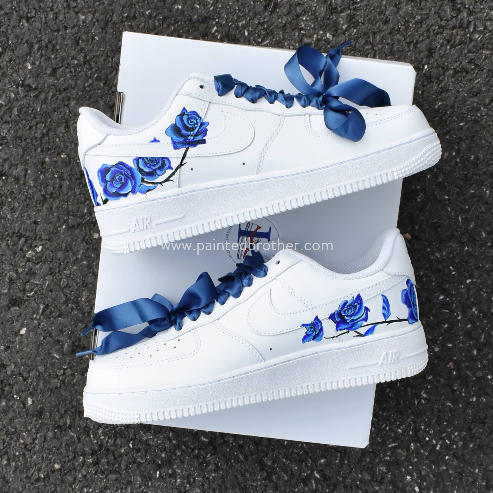 Delicate Blue Rose Design Nike Air Force 1 – B Street Shoes