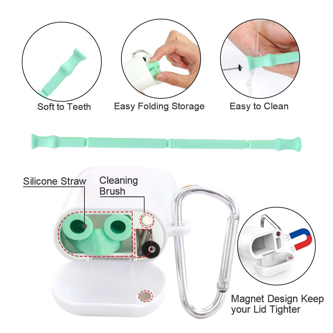 Factory Reusable Straw Custom Logo Collapsible Silicone Straws with Portable Case and Brush