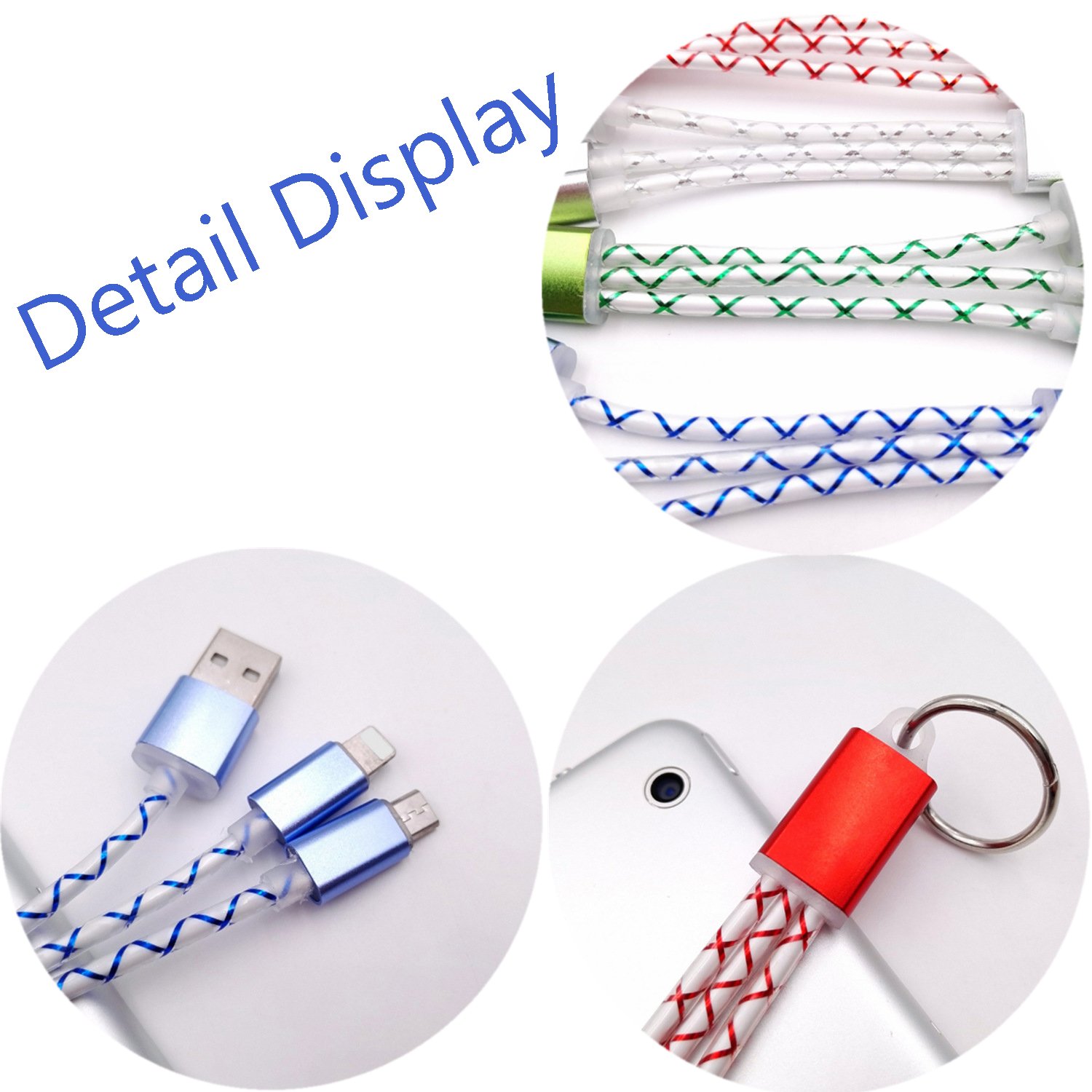 Custom logo Metal 3-in-1 Charging Cable with Key Ring Multi Usb Charger for iPhone/Android