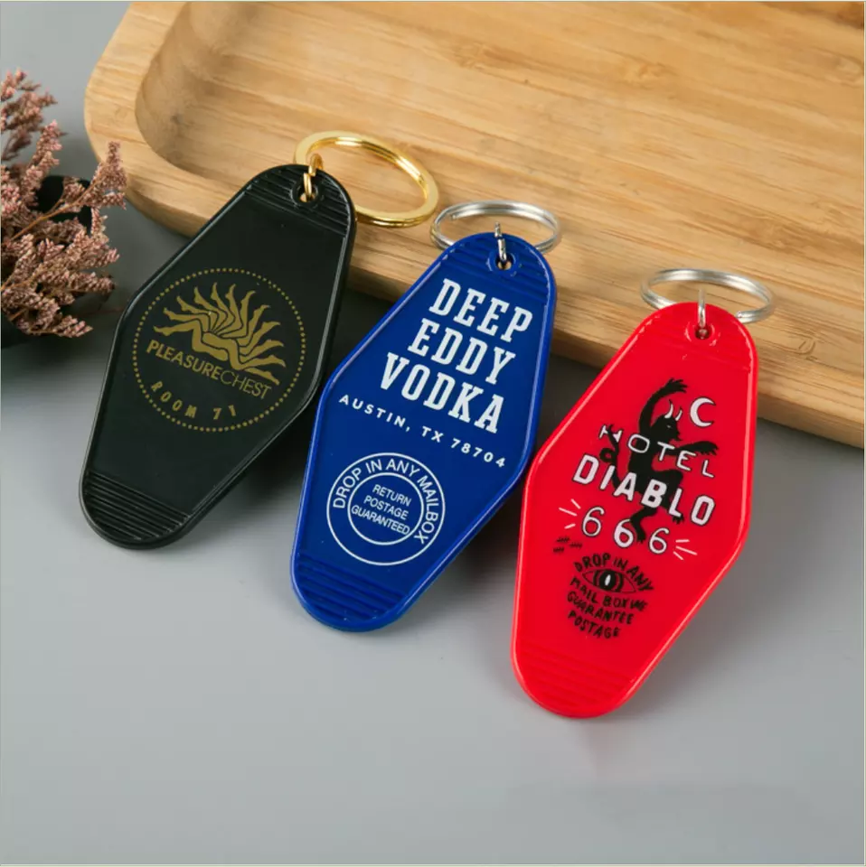 LOW MOQ Custom Plastic Keychain Hotel Key Tags