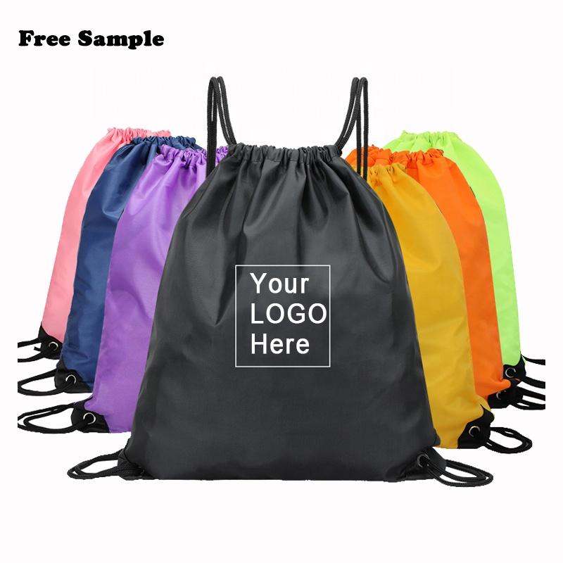 Printed Polyester Drawstring Bag Reusable Drawstring Backpacks