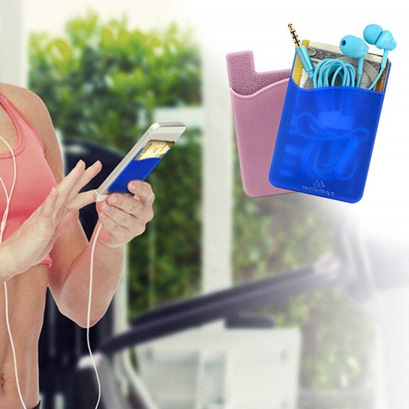 Custom Logo Phone Card Holder Dual Pocket Silicone Phone Wallet