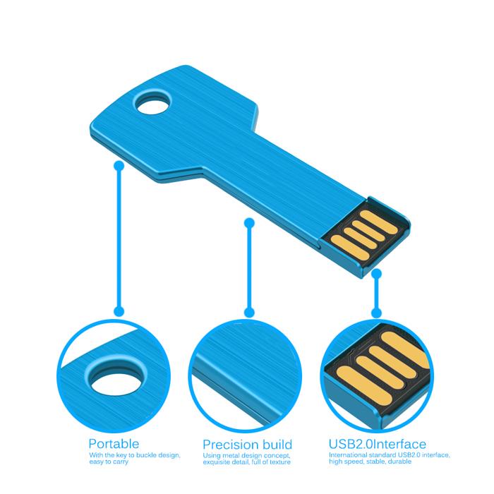 Customized Key Shaped USB Flash Drive 4/8G Metal Key USB Thumb Pendrives USB 2.0